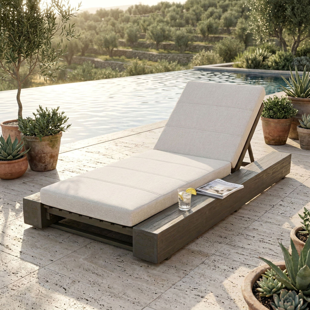 Outdoor Chaise Lounges With Water-Resistant Cushions, Adjustable Backrest
