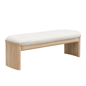 Footstool With Soft Cushion For Living Room - Beige / Natural