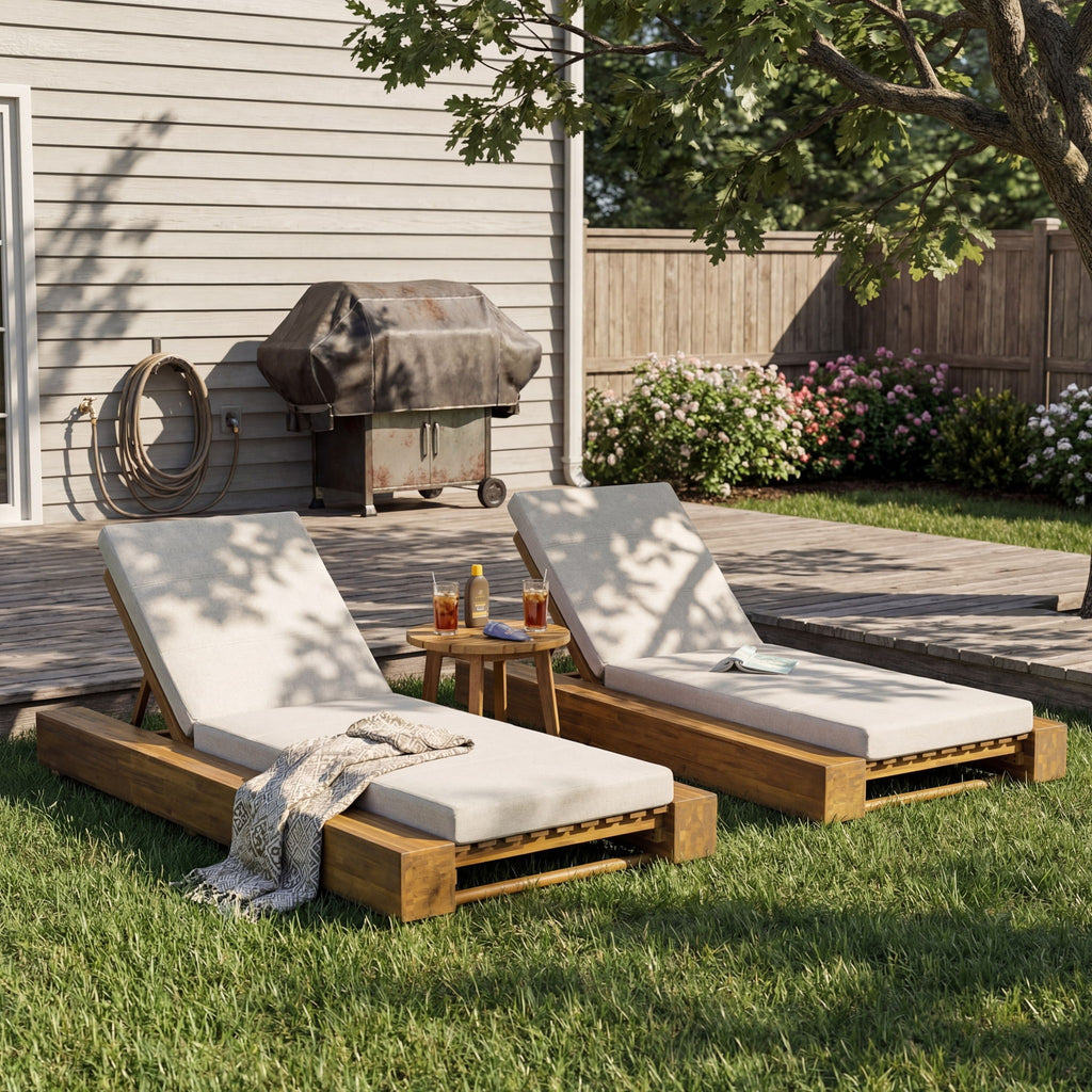 Outdoor Chaise Lounges With Water-Resistant Cushions