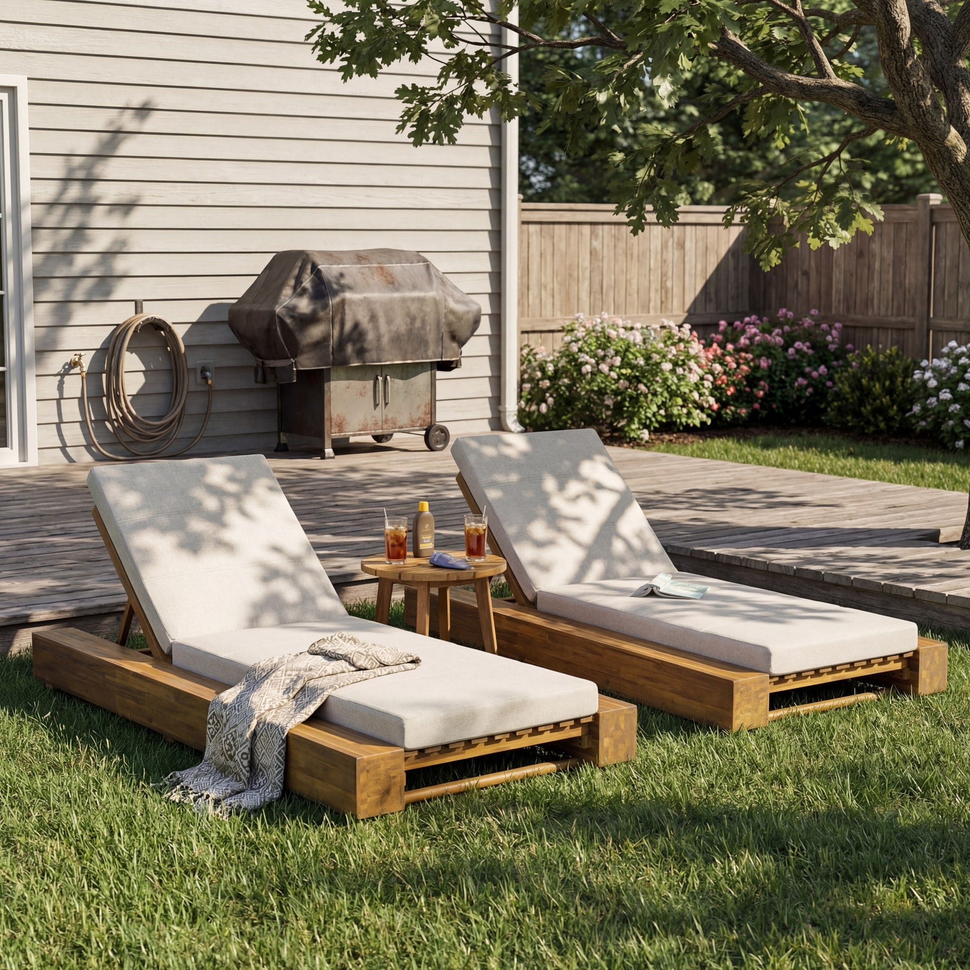 Outdoor Chaise Lounges With Water-Resistant Cushions