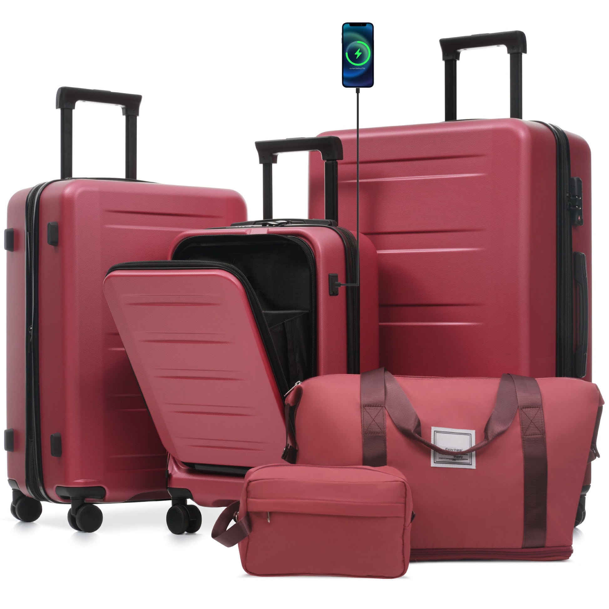 Hardside Luggage Set 5 Piece With Front Opening