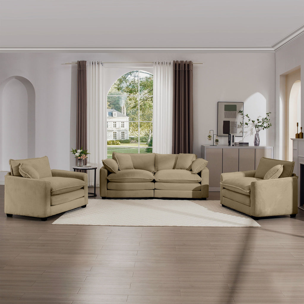 Elegant Corduroy Oversized Sectional Sofa Set With Deep Seats And Flexible Layout