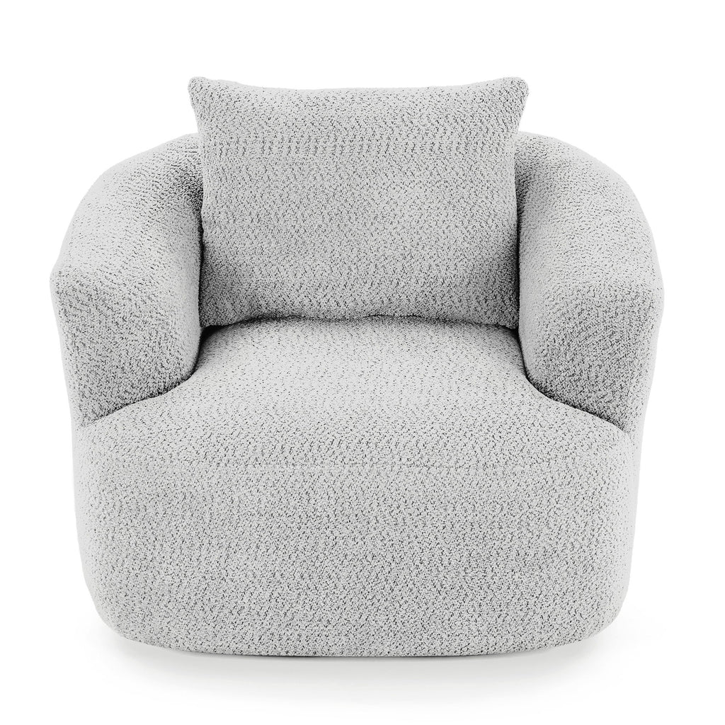 360° Swivel Barrel Sofa Chair With Throw Pillow, Chenille Upholstered Accent Chair