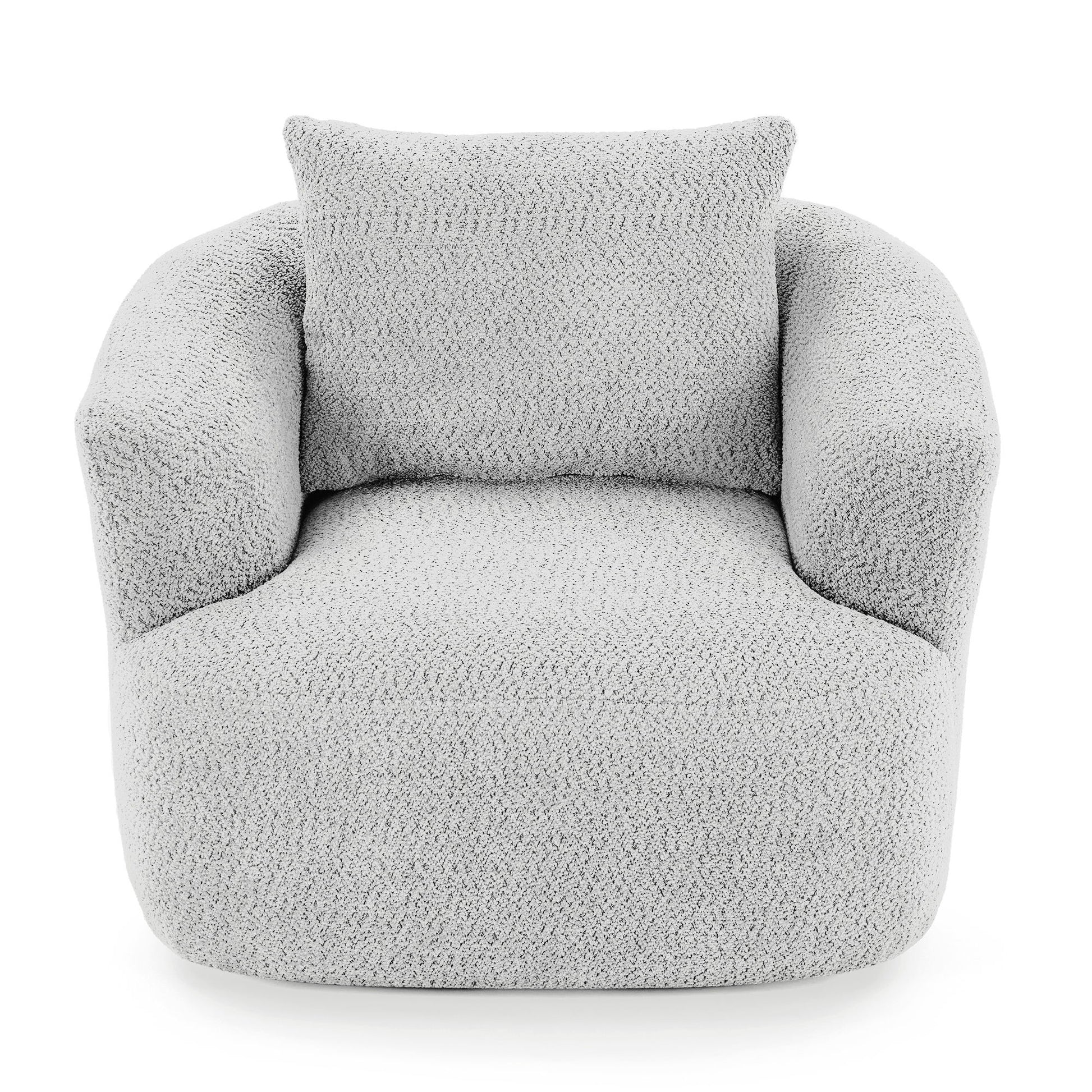 360° Swivel Barrel Sofa Chair With Throw Pillow, Chenille Upholstered Accent Chair