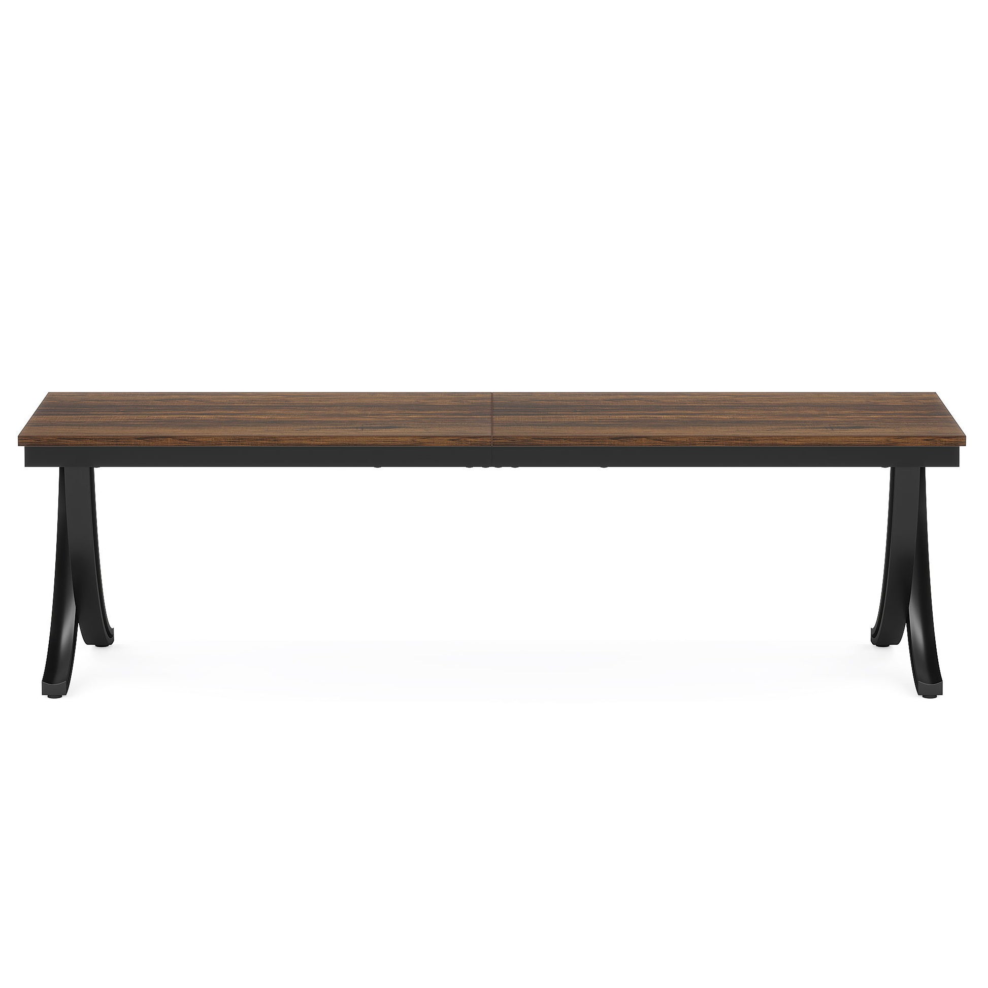 2 Person Desk With X Legs, Extra Long Office Workstation - Brown / Black