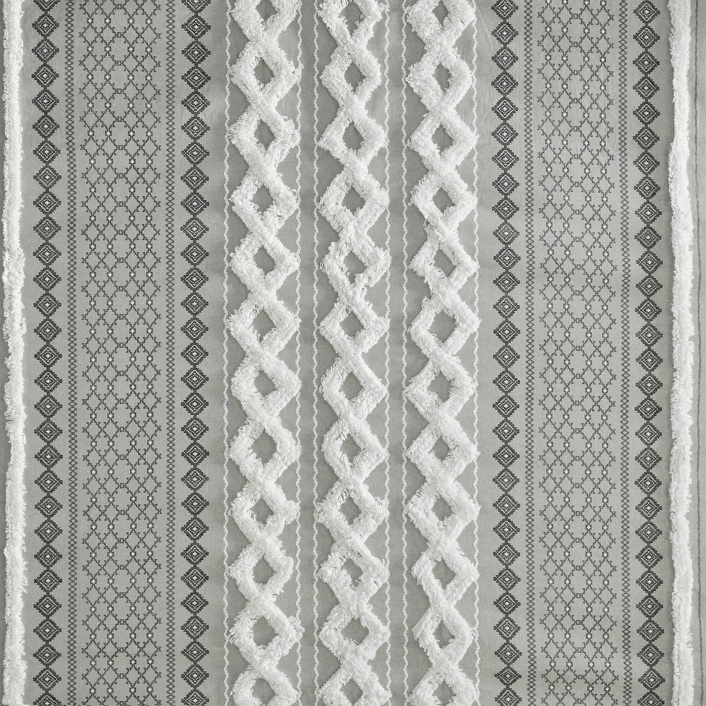 Imani - Printed Shower Curtain With - Gray