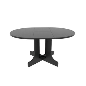 Dining Table For Farmhouse Kitchen Expandable Oval Table Top With Removable Leaf Trestle X Shaped Base - Black