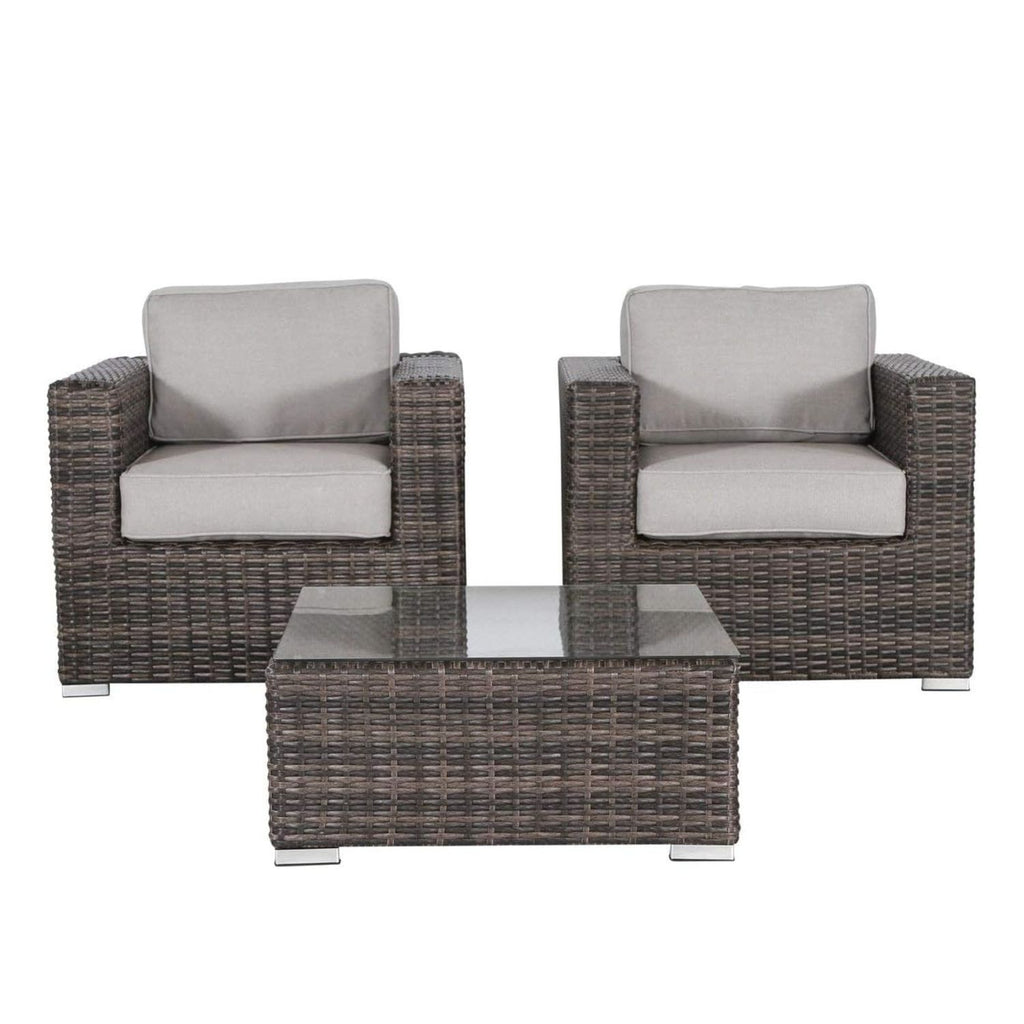 Wicker Seating Group Set With Table And Cushions