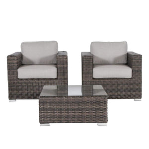 Wicker Seating Group Set With Table And Cushions