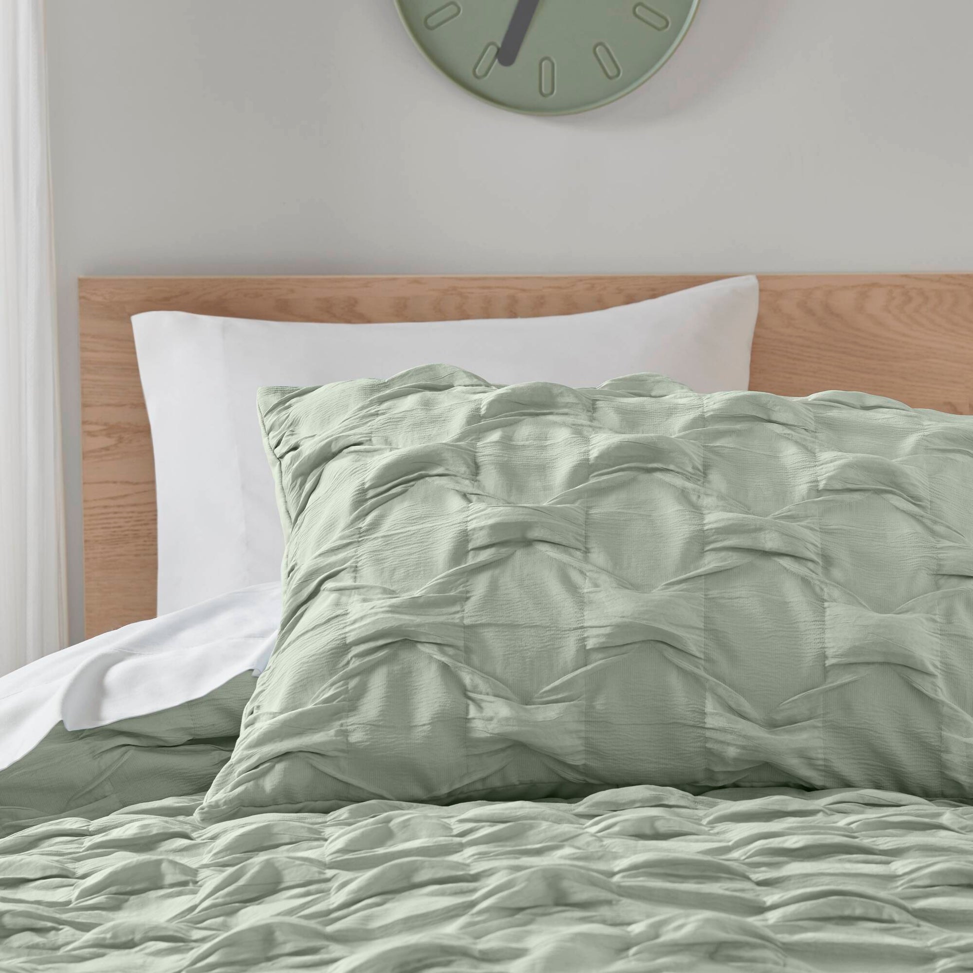 Bailey - Full/Queen Diamond Pucker Comforter Set - Green