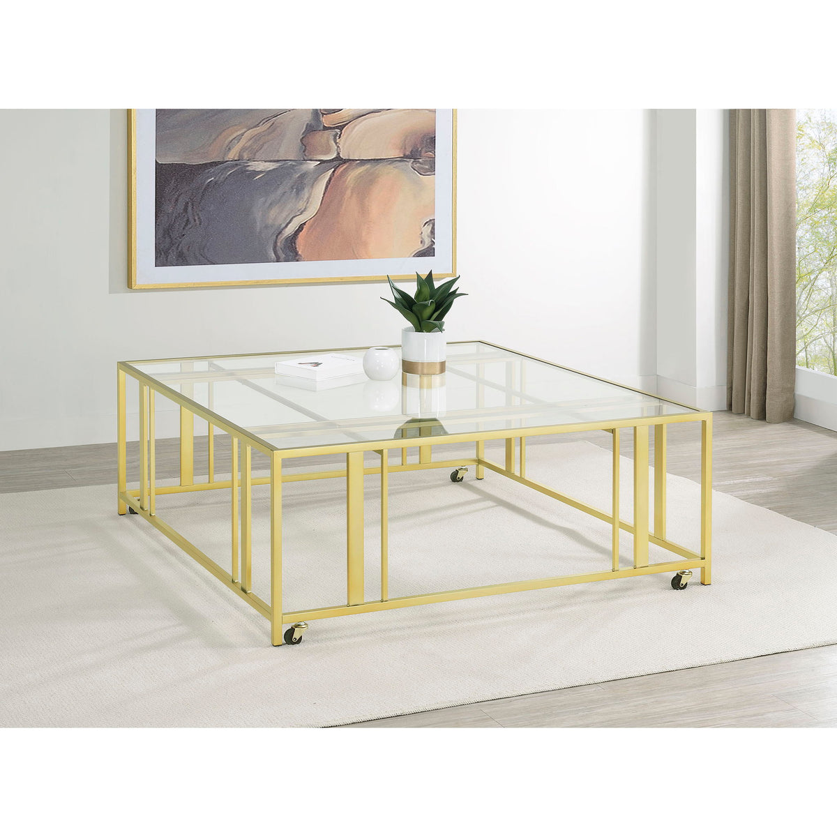Square Coffee Table - Brushed Brass