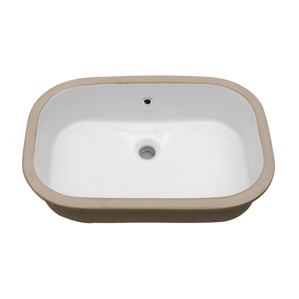 Undermount Bathroom Sink 22" X 15.25" With Overflow Sleek, High Temperature Fired, Stain Resistant, Smooth Polished Surface - White