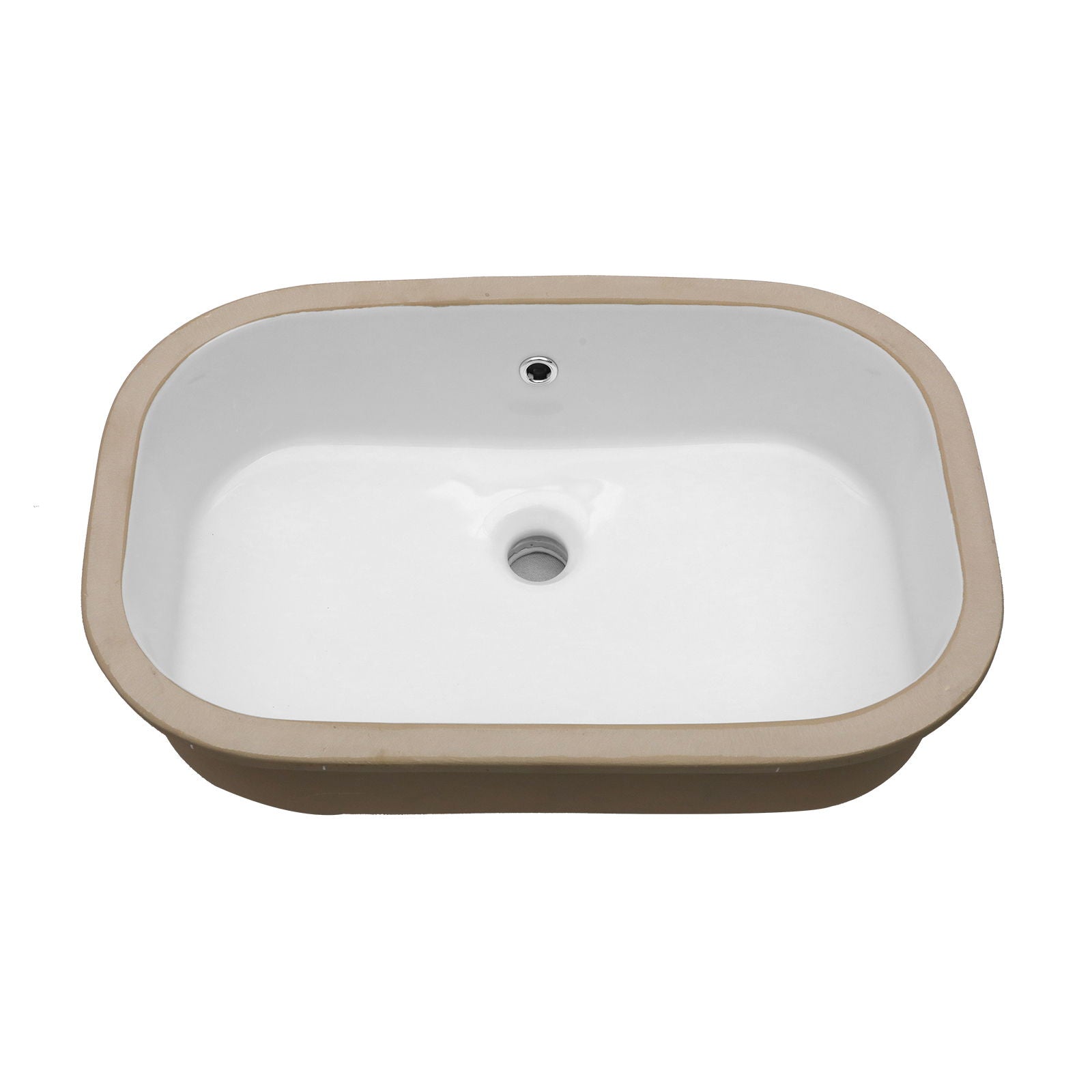 Undermount Bathroom Sink 22" X 15.25" With Overflow Sleek, High Temperature Fired, Stain Resistant, Smooth Polished Surface - White