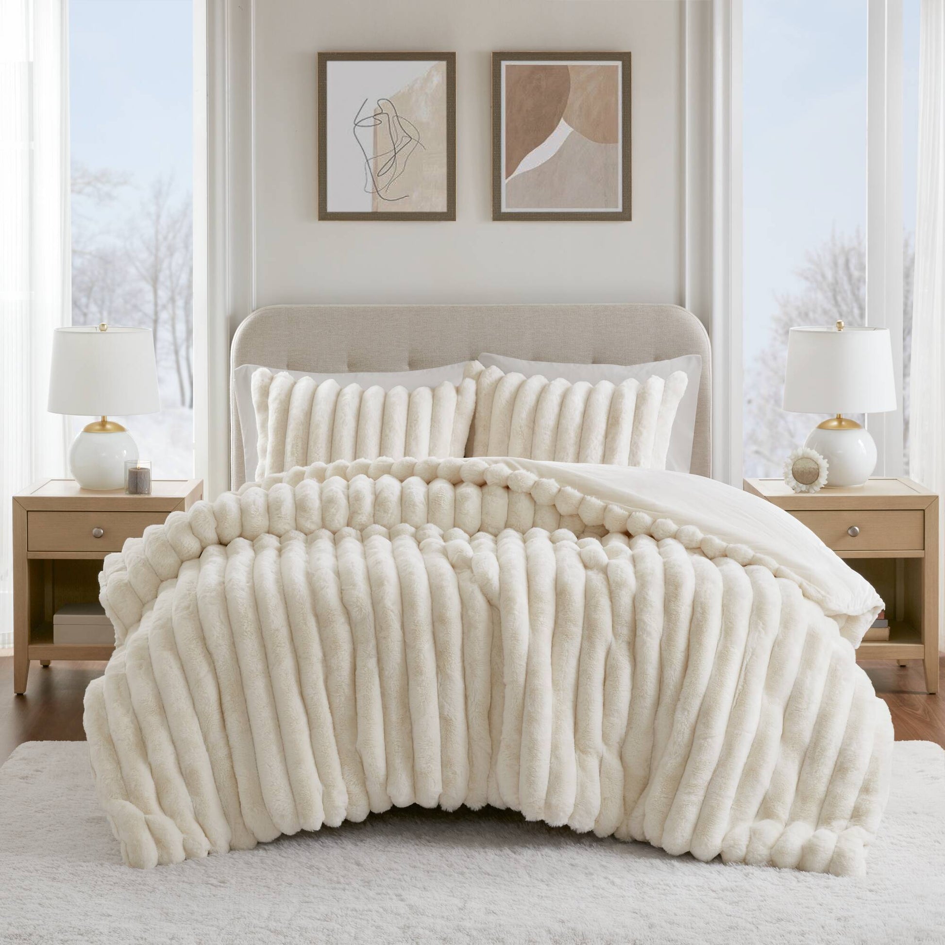 Jasmine - King Ultrasoft Ribbed Comforter Set - Ivory