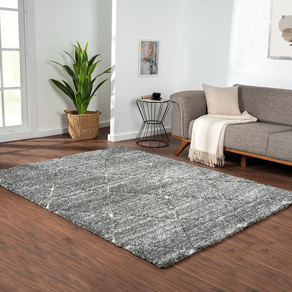 Sophie - Talas Trellis 5' x 7' Area Rug in Gray and Cream - Gray / Cream