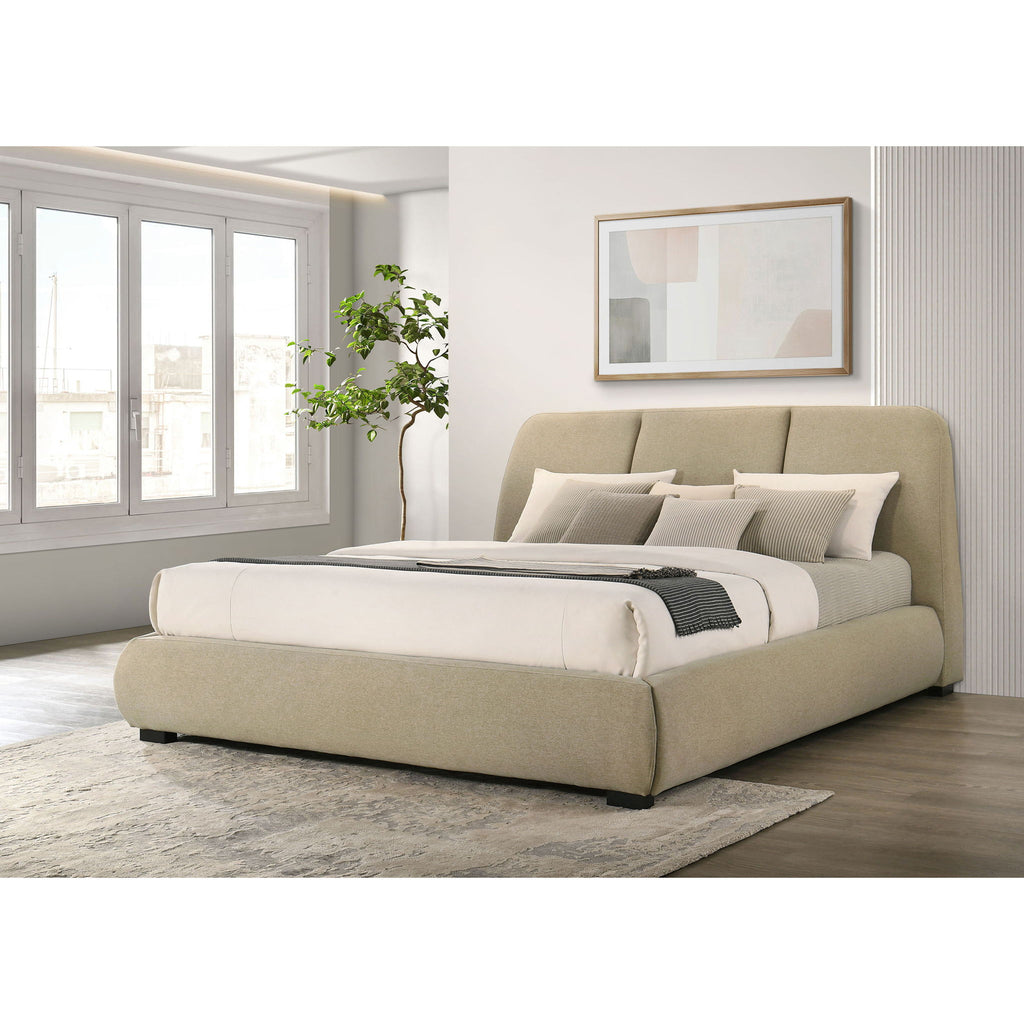 Modern Upholstered Platform Bed With Tufted Headboard