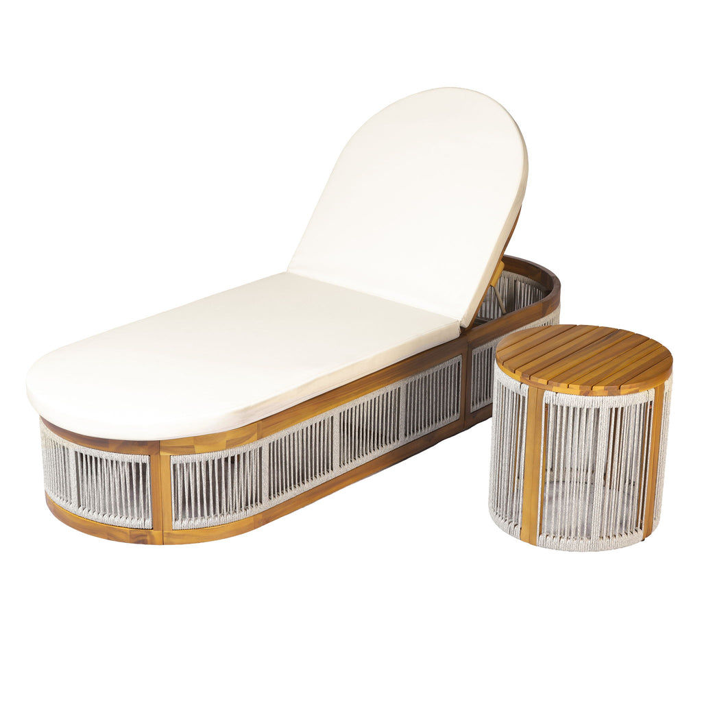 Chaise Lounge Set With Side Table