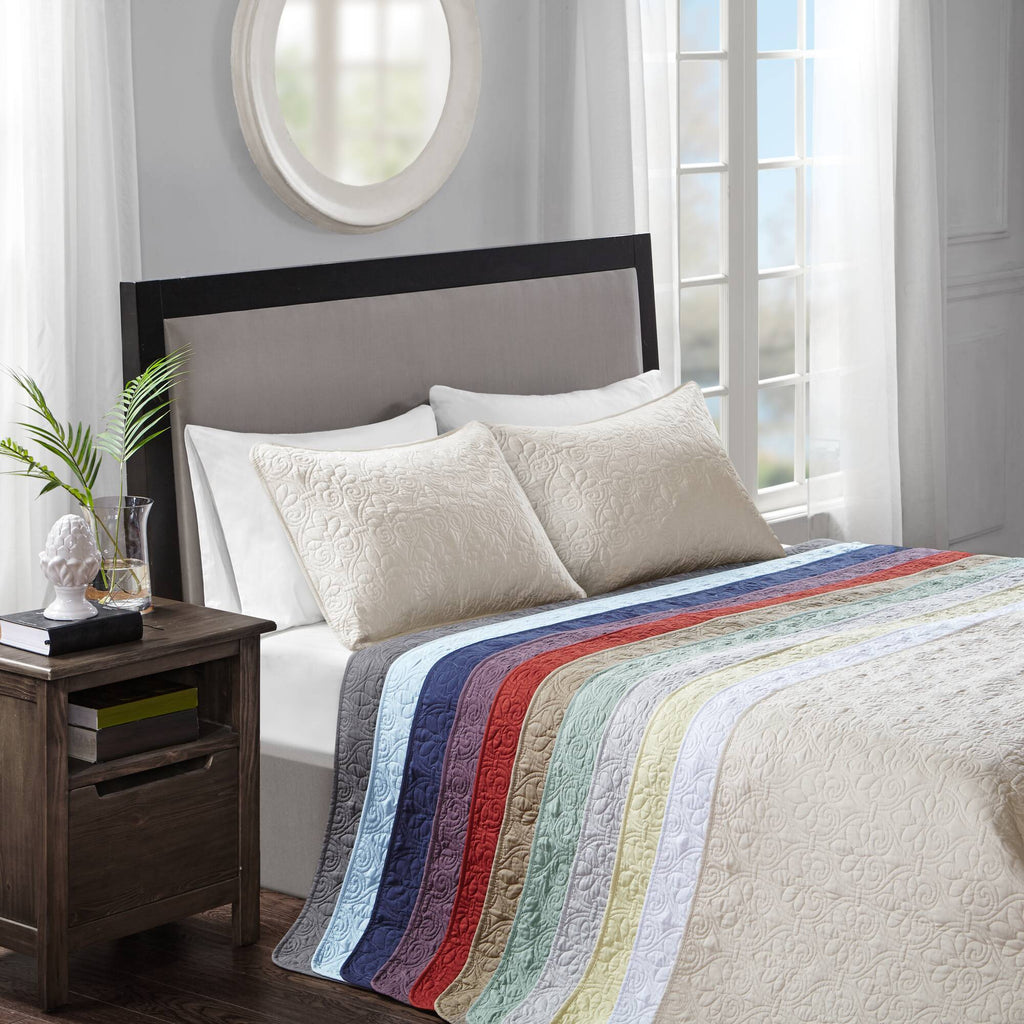 Quebec - King Reversible Bedspread Set - Blue
