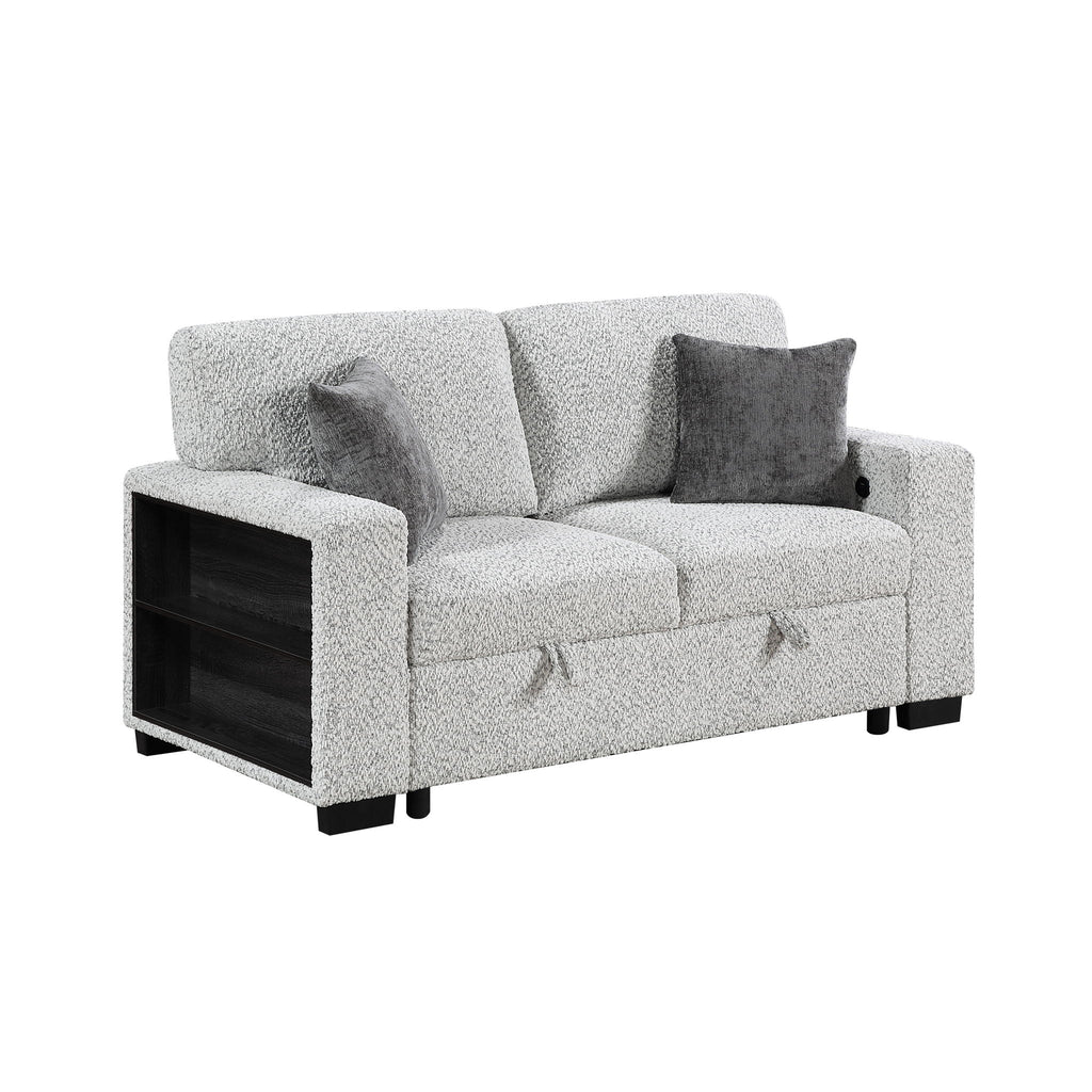 Prato - Loveseat With Storage And USB - Gray