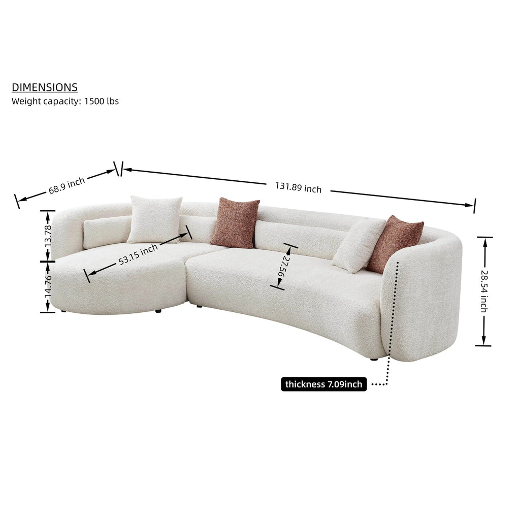 Curved Sectional Sofa, L - Shape Modular Chaise