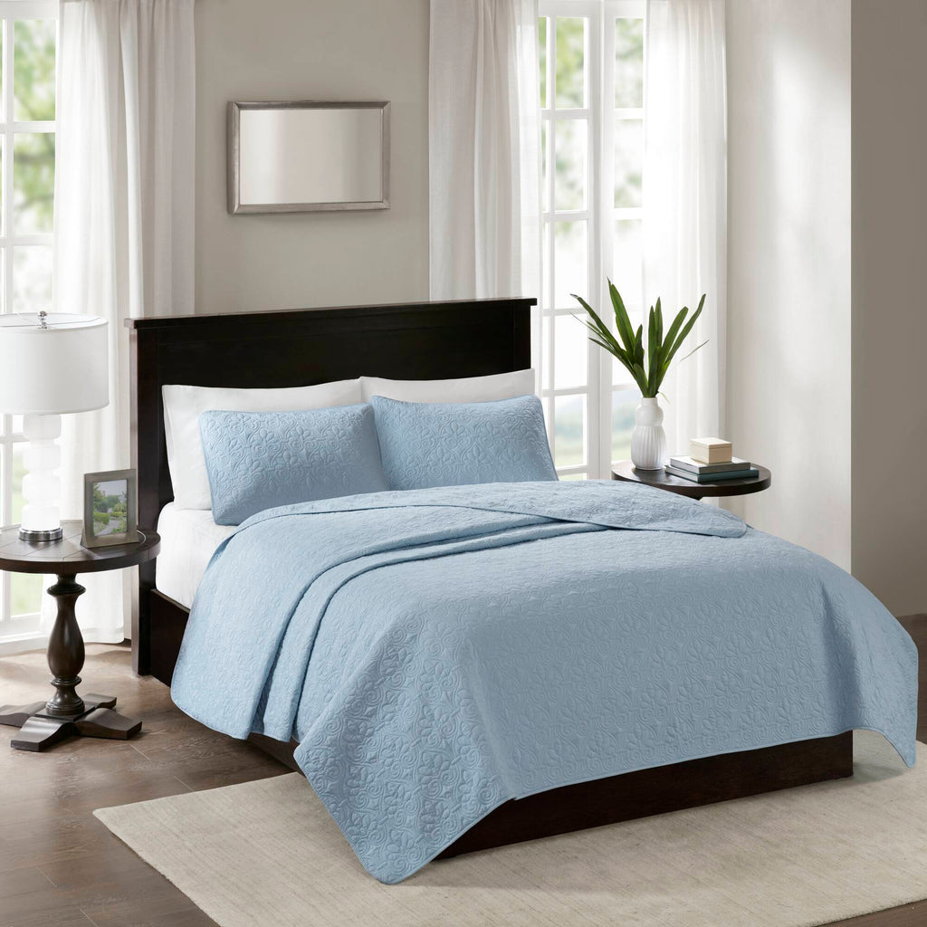 Quebec - Reversible Coverlet Set - Blue