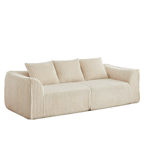 Minimalist 3 Seater Sofa With Curved Lines And Gently Sloped Backrest