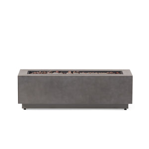Modern Rectangular Iron Fire Pit 50, 000 Btu - Stone Gray