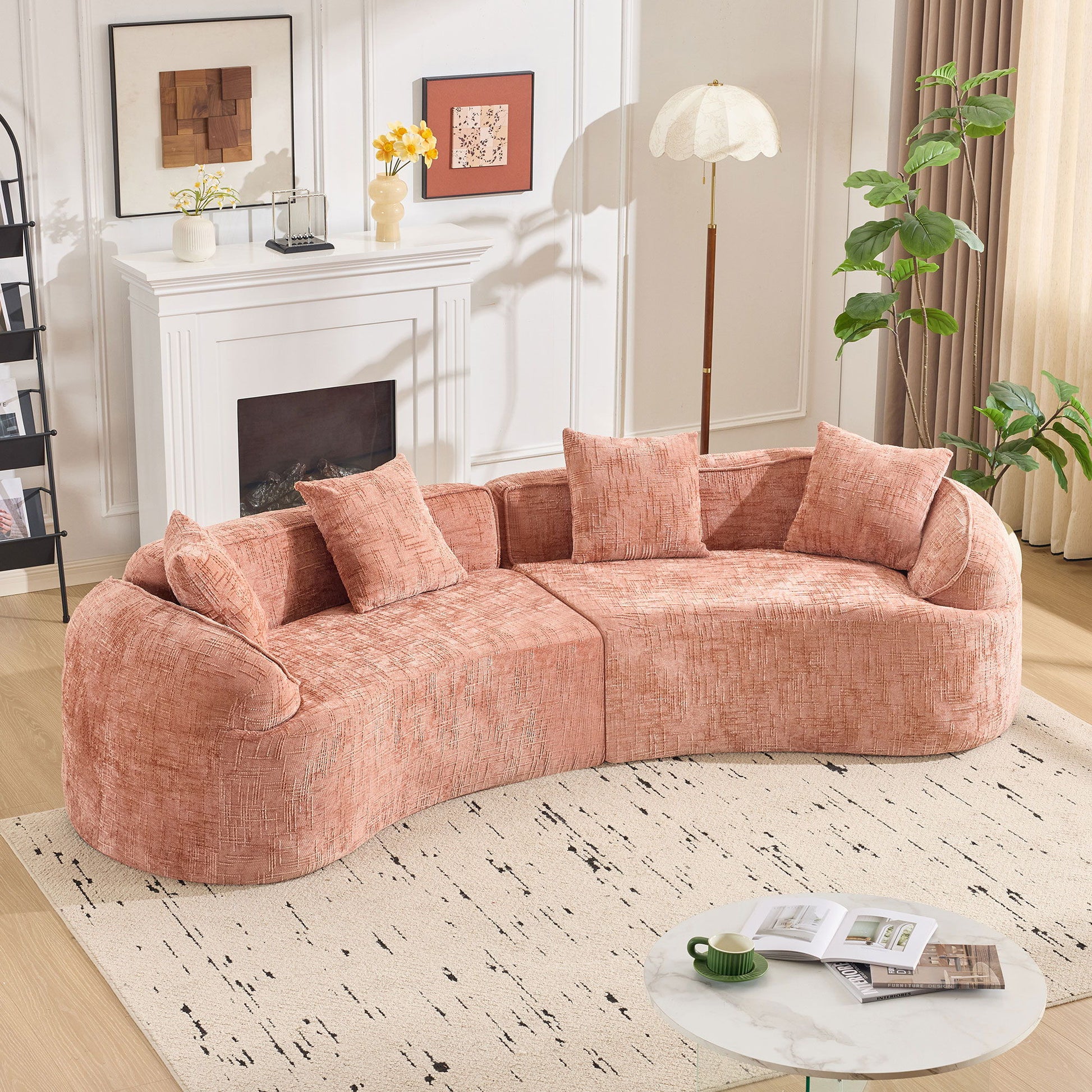 Curved Compressed Sofa, Nordic-Style Design For Living Room