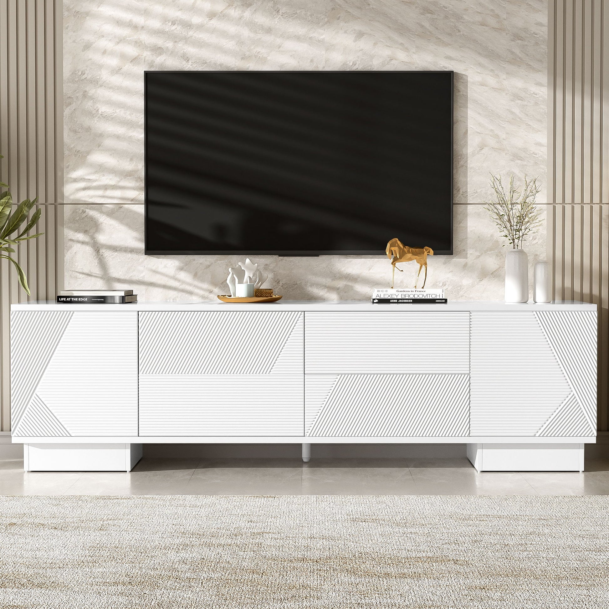 Modern TV Stand With Storage Cabinets, 4 Drawers