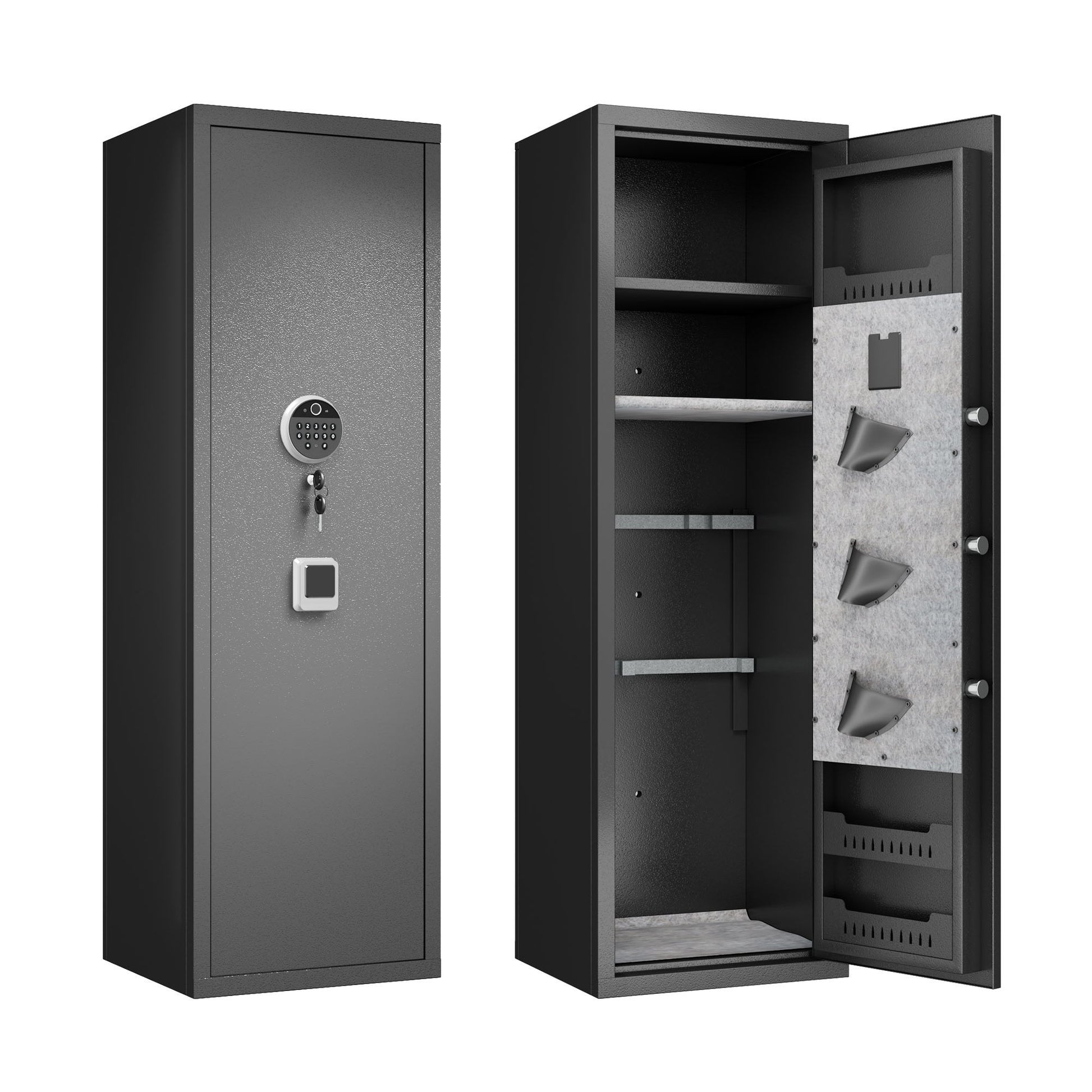 Gun Safes For Home Rifle And Pistols, Fingerprint Electronic Safe With Quick Access, Detachable Partition - Black