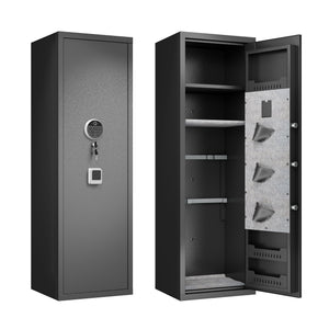 Rifle Safe, Biometric & Keypad Lock, Adjustable Gun Racks With Built In Alarm System