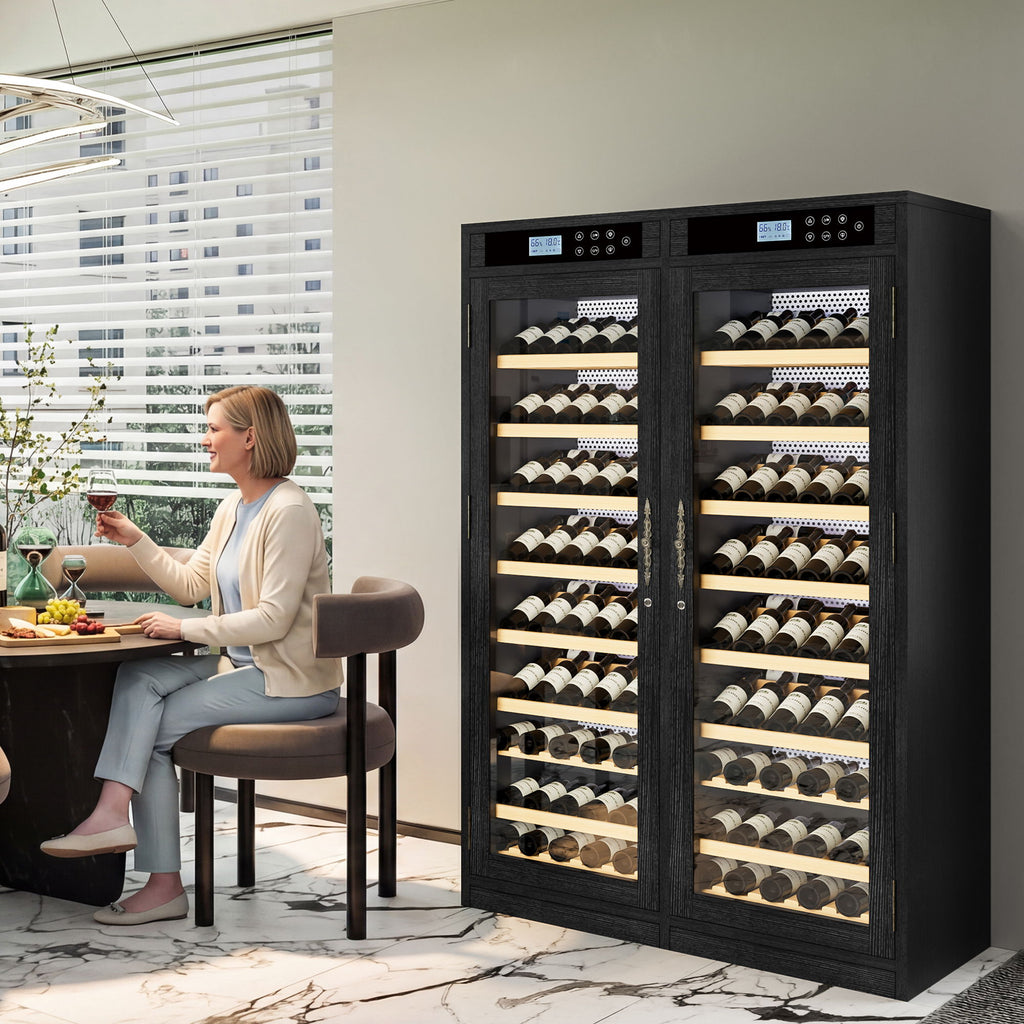 Wine Cooler With Dual Zone Temperature Control, Vacuum Insulated Door - Black