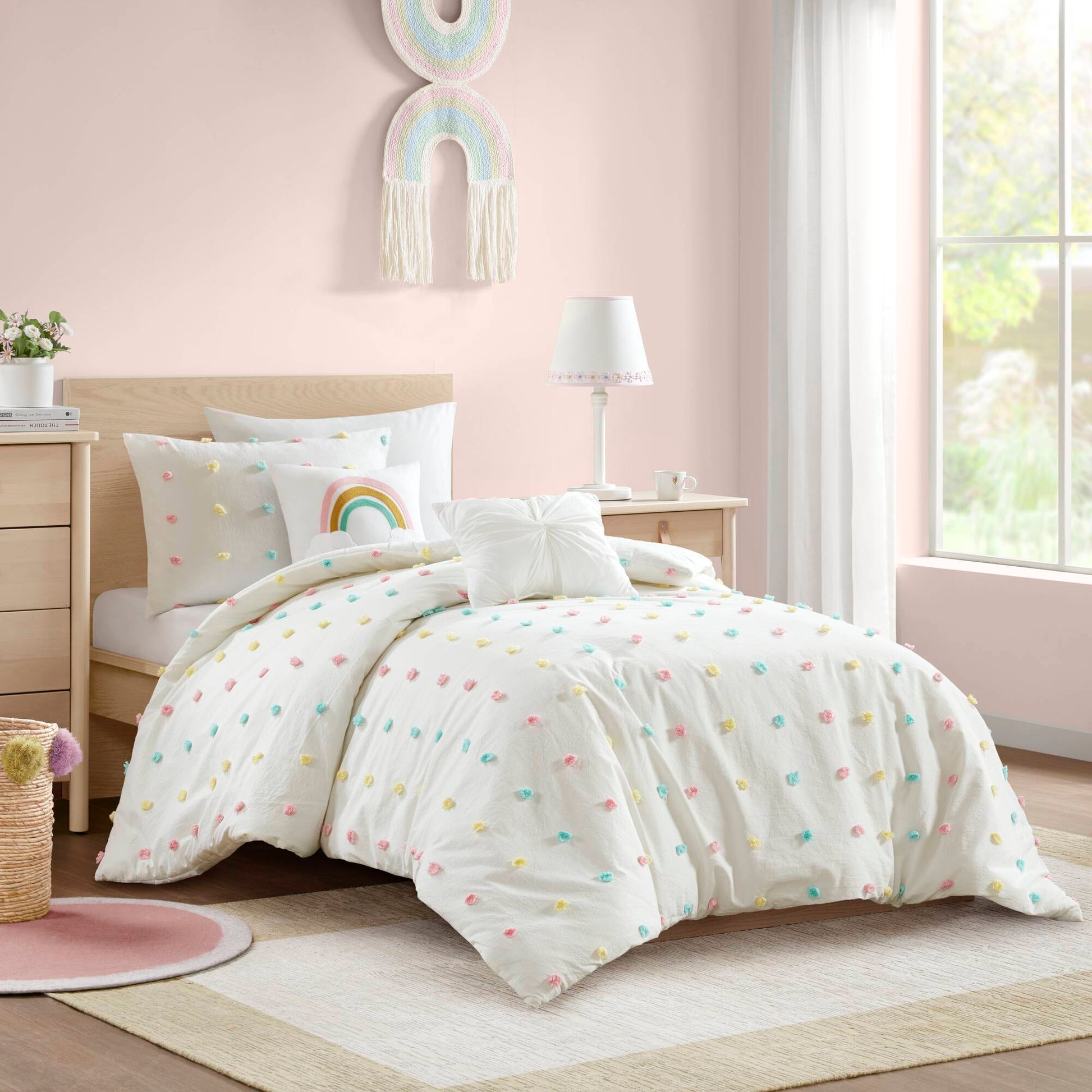 Callie - Twin Pom Pom Comforter Set - Multi
