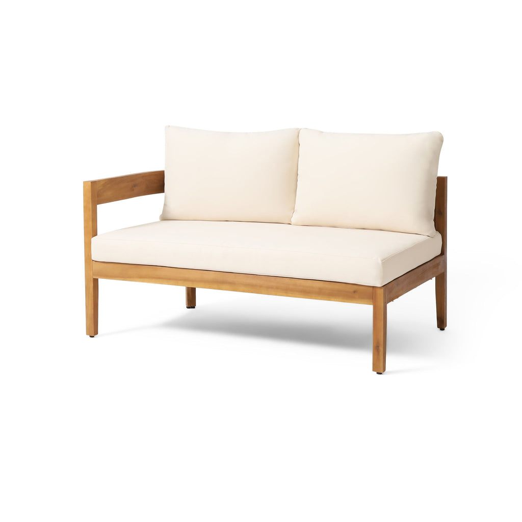 Brooklyn - Sofa Set Rounded Tuxedo Design - Teak / Beige