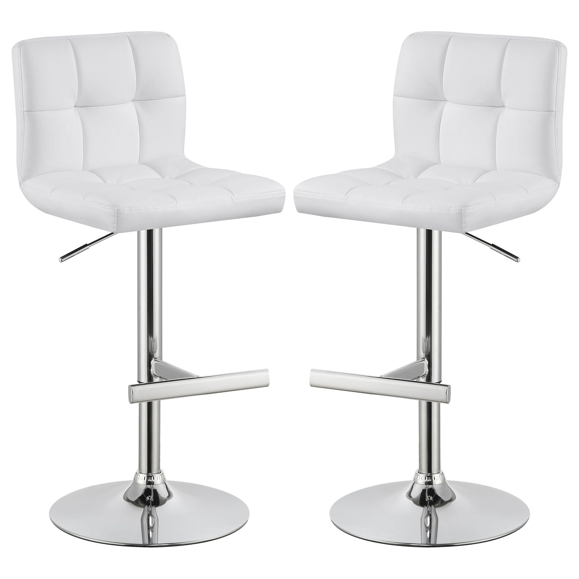 Lenny - Upholstered Adjustable Bar Stool (Set of 2) - White