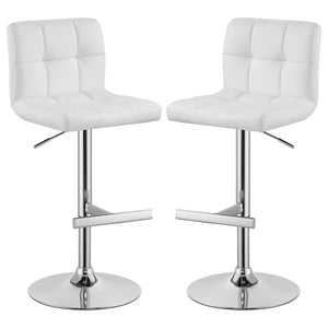 Lenny - Upholstered Adjustable Bar Stool (Set of 2) - White