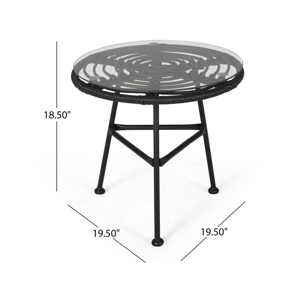 Petrichor - Outdoor Side Table With Tempered Glass And Steel Frame