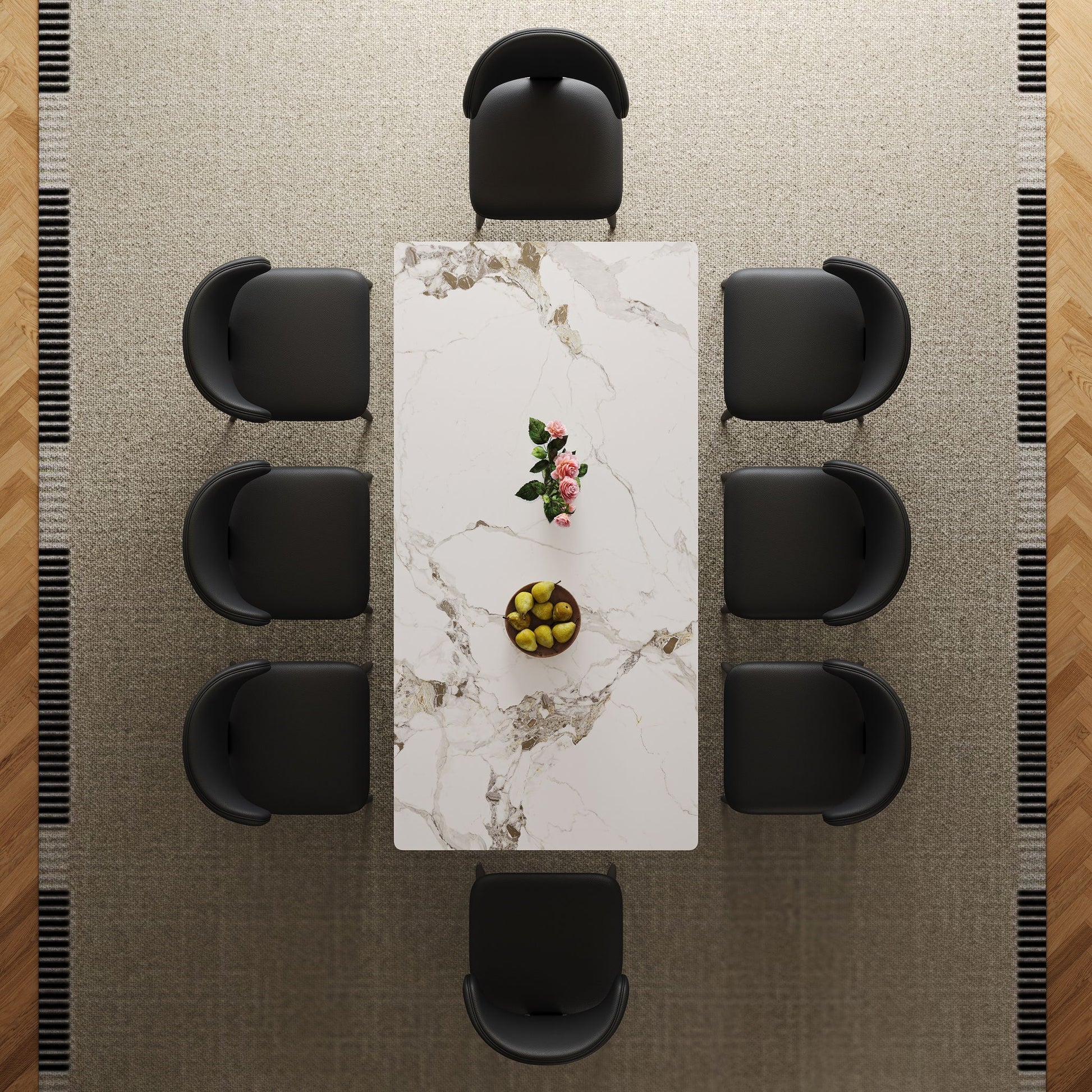 Modern Rectangular Dining Table For 6 With Chairs