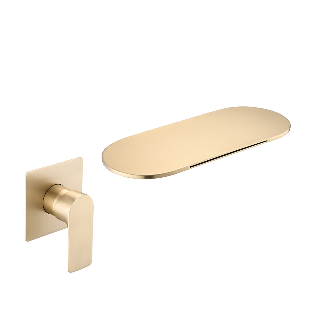 Modern Wall Mount Bathtub Faucet Single Handle With Waterfall Tub Spout And Rough
