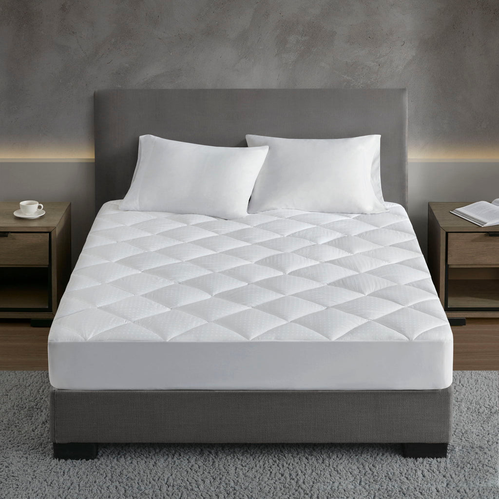 Signature - Queen Dobby Cotton Waterproof Mattress Pad - White