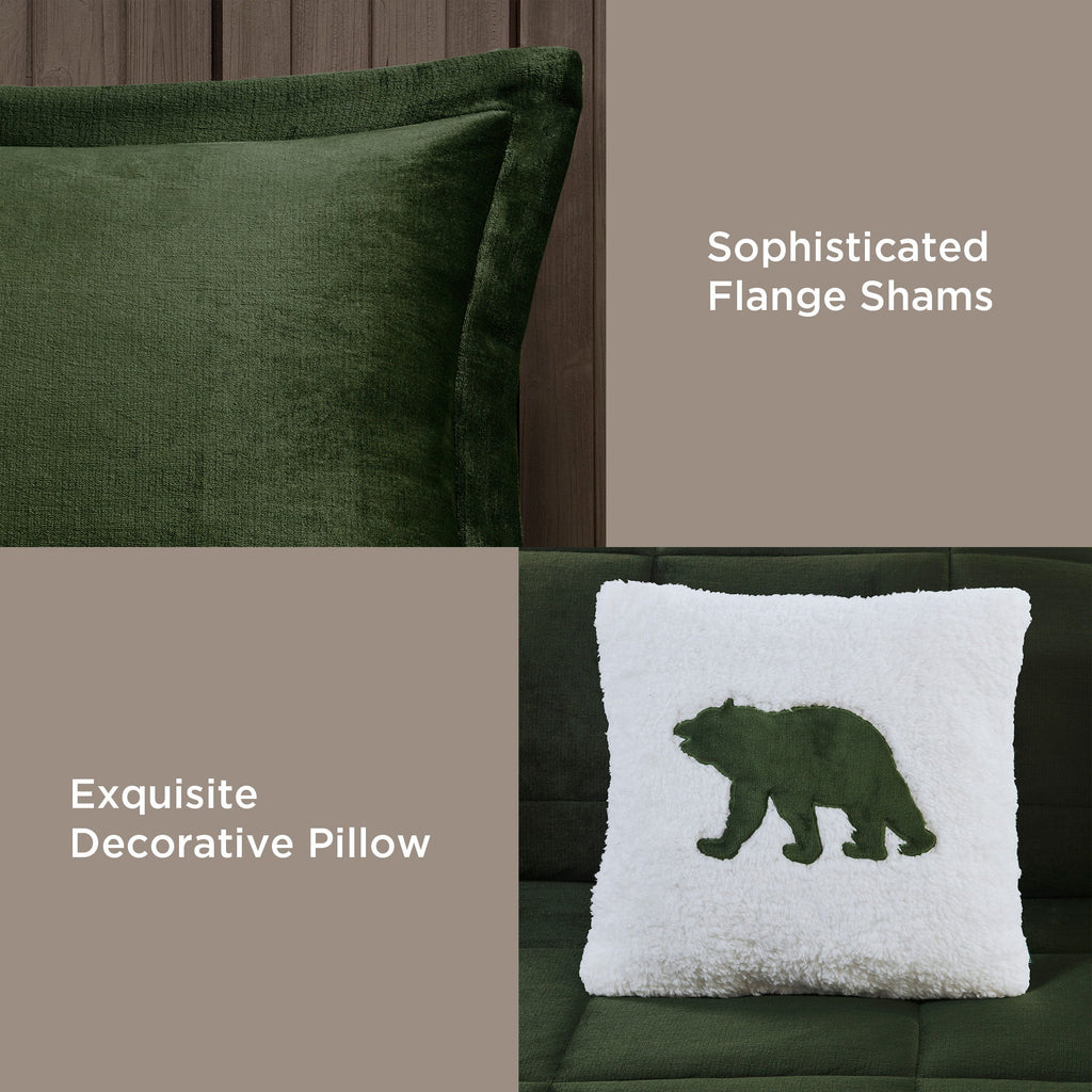 Alton - King Down Alternative Comforter Set - Green / Ivory