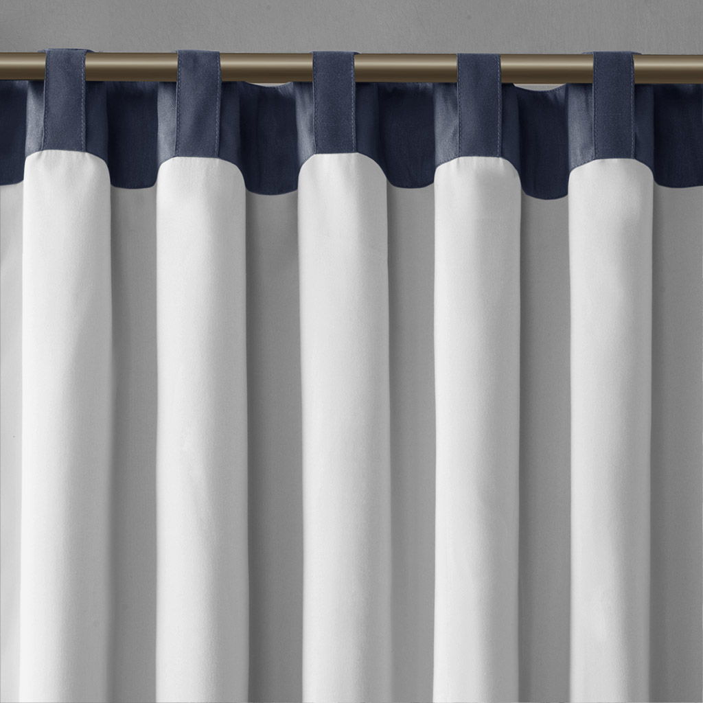 Andora - Embroidered Window Valance - Navy