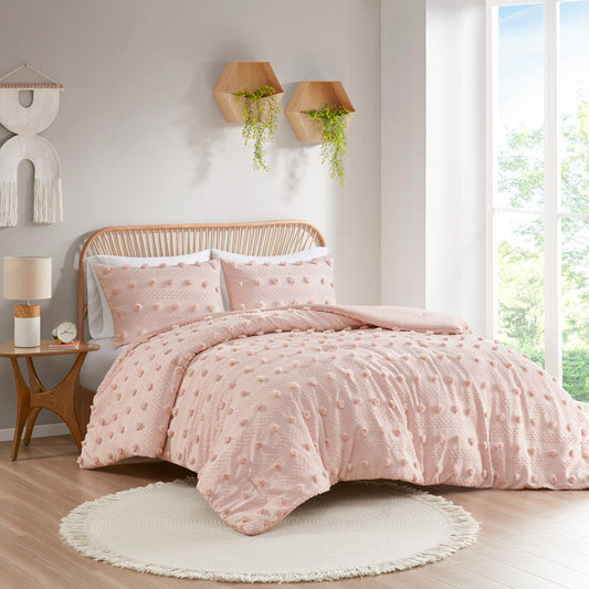 Lucy - Clip Jacquard King Comforter Set - Pink