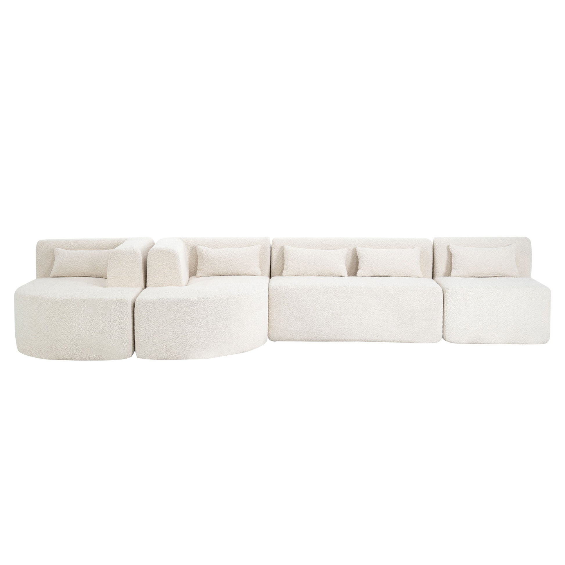 Upholstered Sofa Free Combined Sofa Couch With 2 Chaise Lounge And Five Back Pillows For Living Room