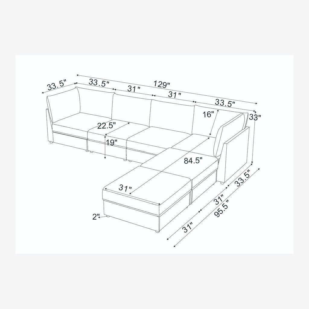 Modern Reversible Modular Sectional