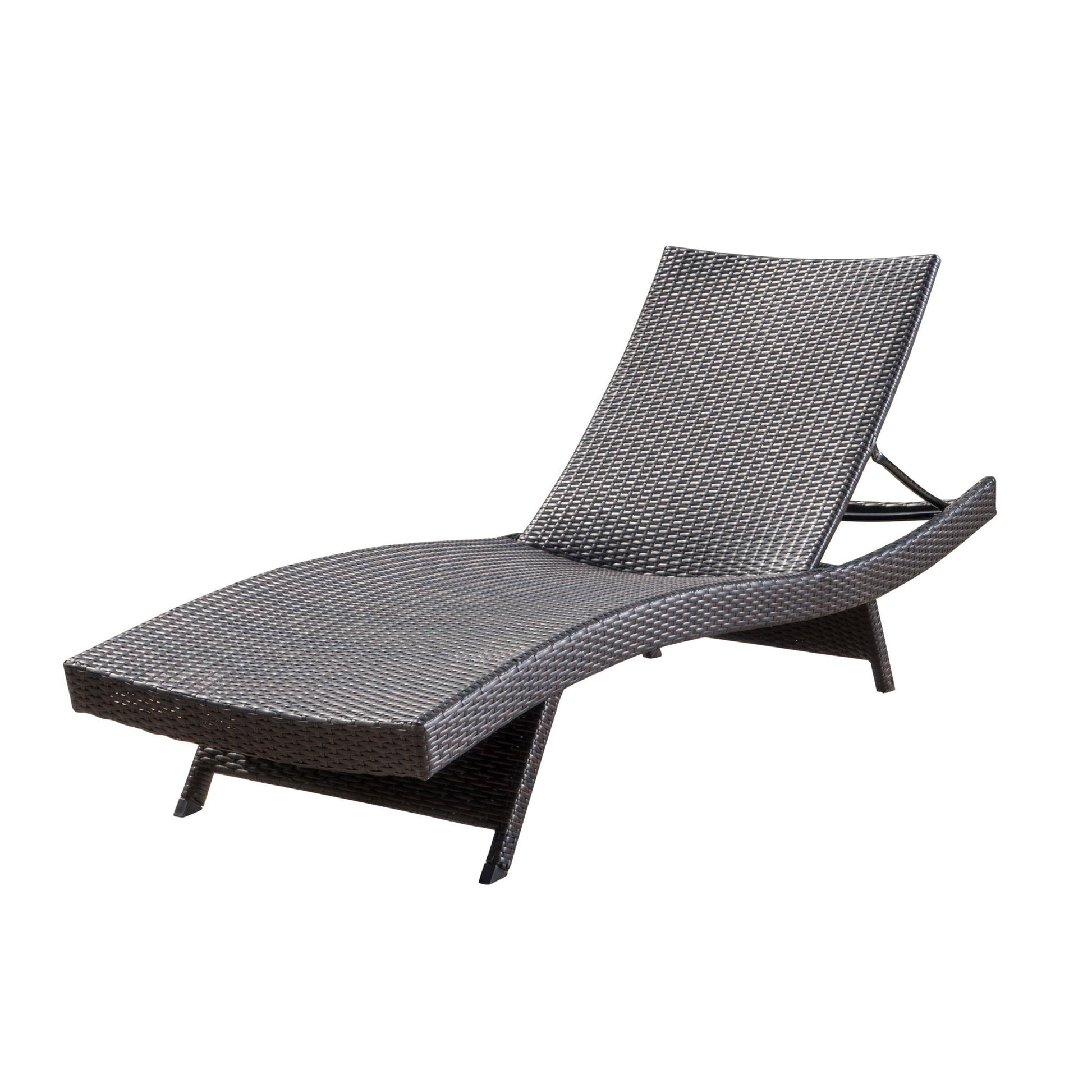 Mysticism Outdoor Chaise Lounge With Adjustable Backrest And Foldable Legs - Brown Multi
