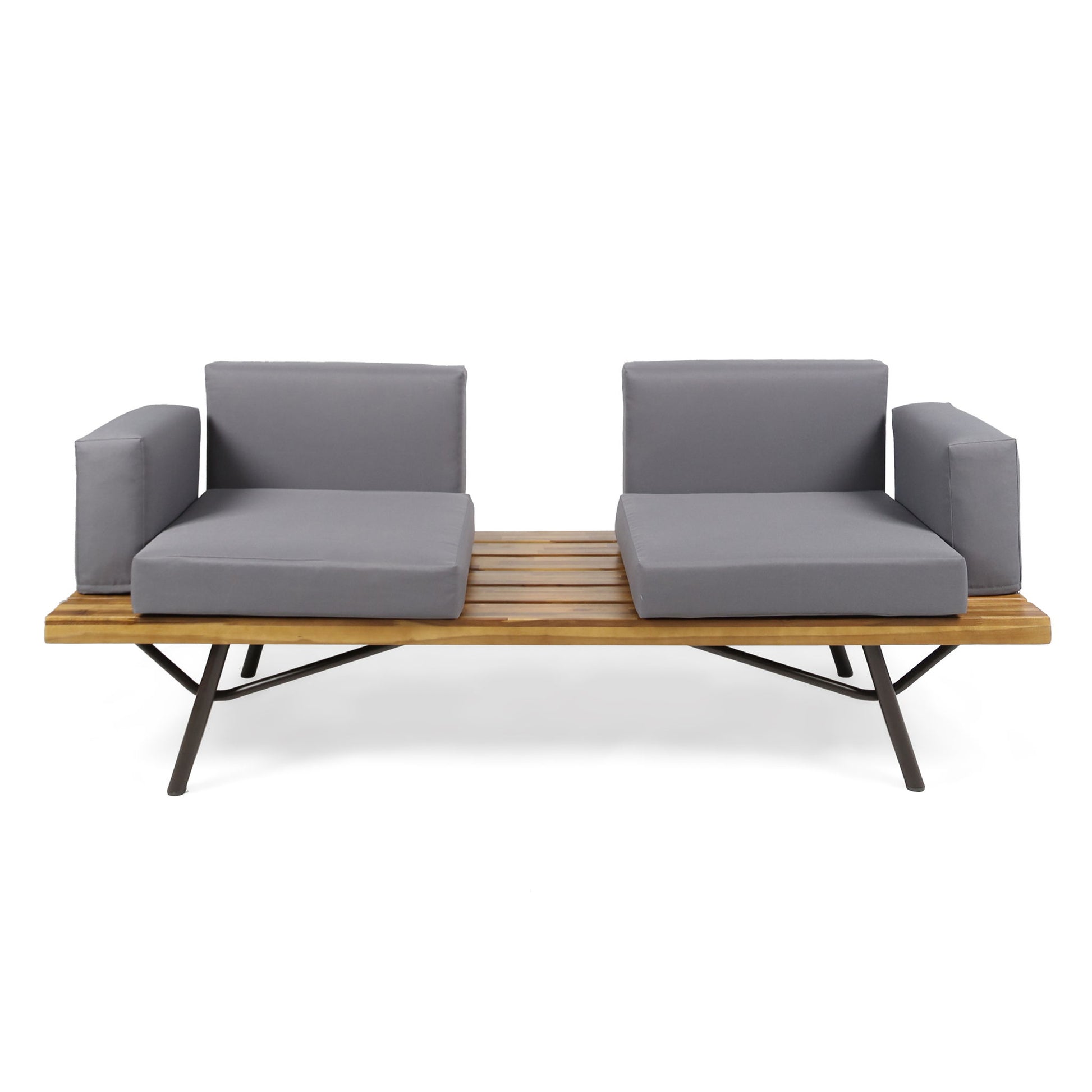 2 Piece Patio Set With Loveseat And Coffee Table - Natural / Dark Gray