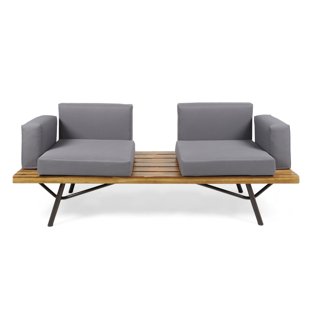 Outdoor Sofa With Cushions And Iron Legs - Dark Gray