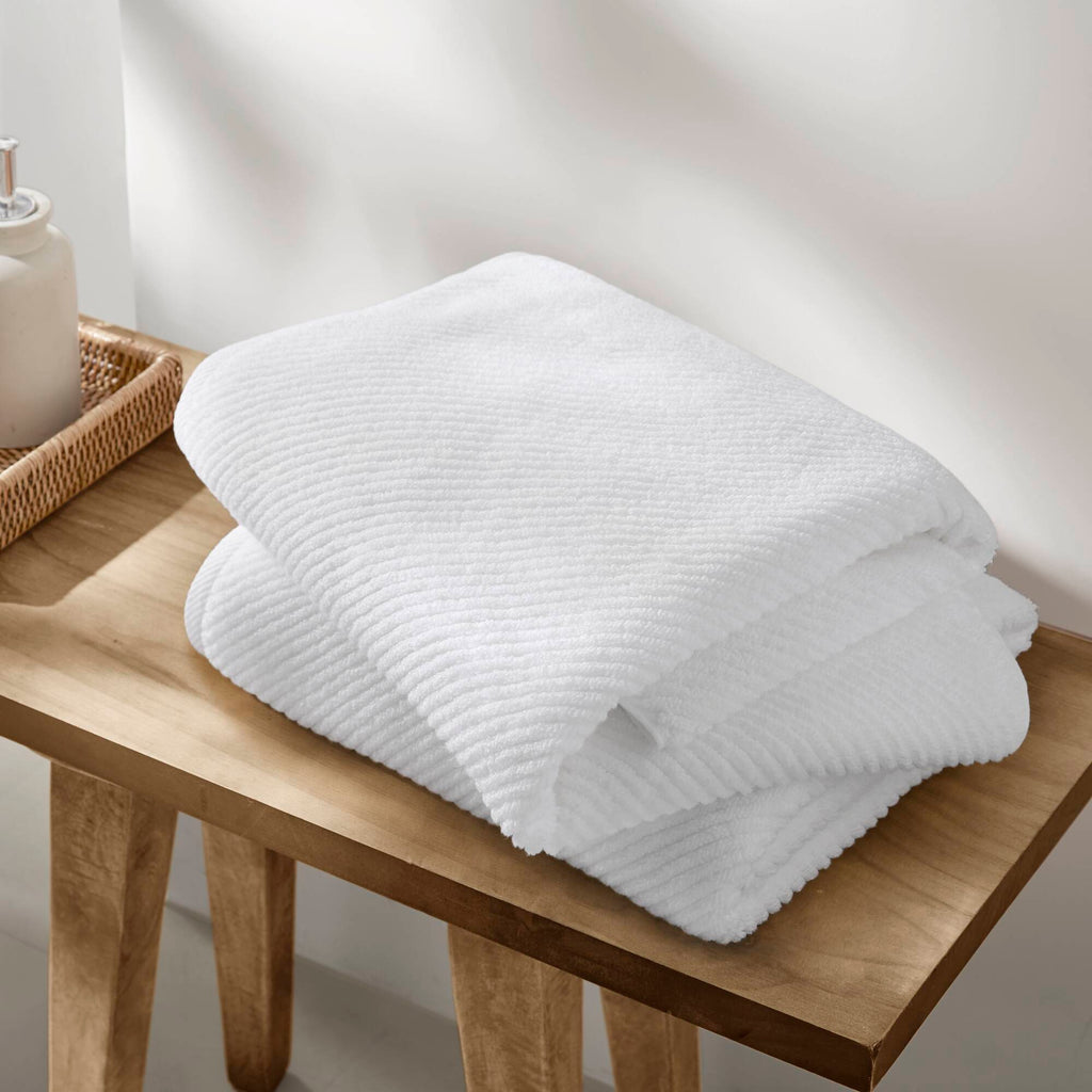 Diagonal Ribbed - 6 Piece Towels Set - White