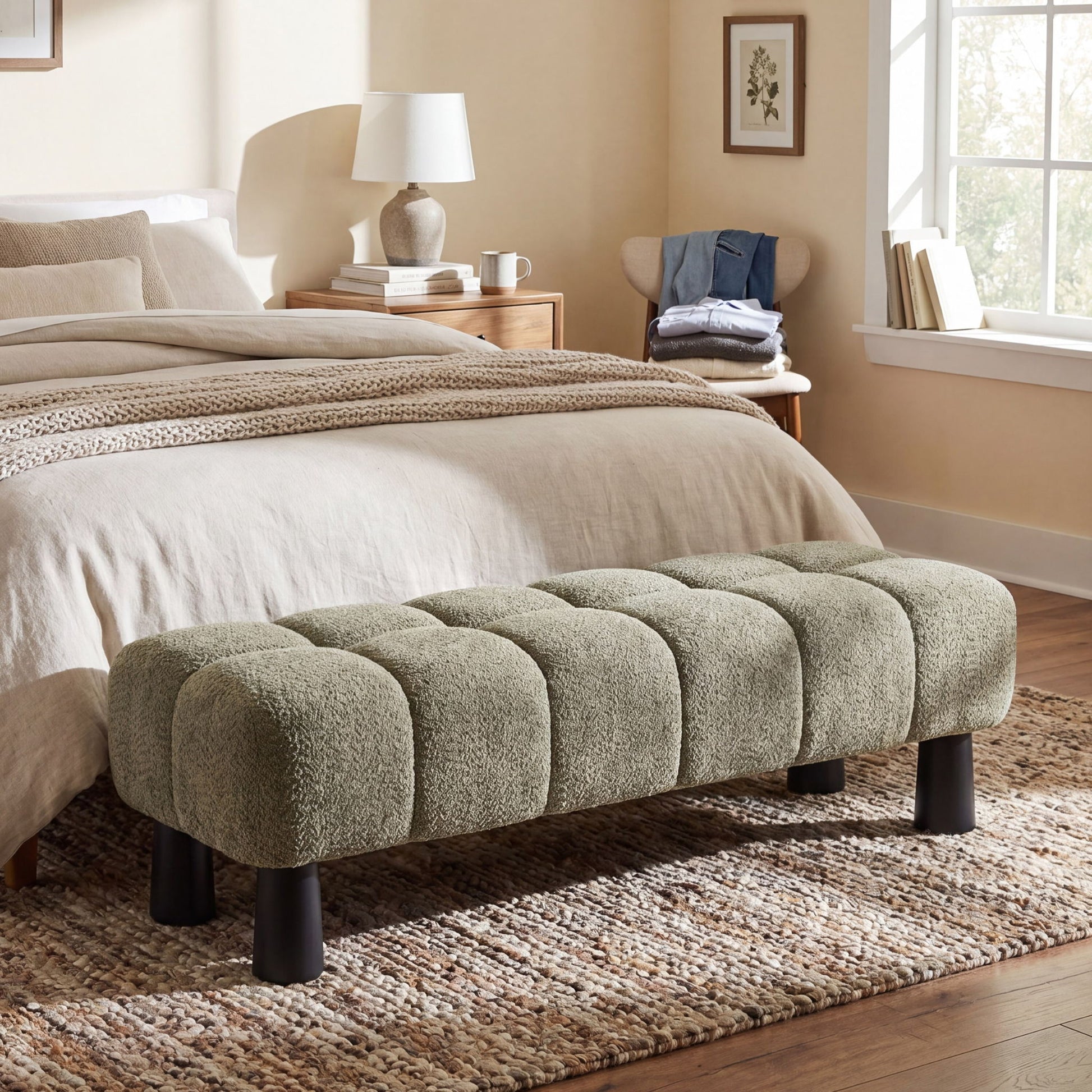 Luxury Upholstered Bench Ottoman